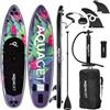 Aquaget iSUP - Set completo di tavola da SUP gonfiabile, 320 x 81 x 15 cm, tavola da kayak, 2 in 1, pagaia, zaino, pompa, guinzaglio, 3 pinne, fino a 150 kg, Dropstitch, Stand Up Paddle, design