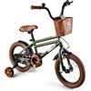 RULLY Bicicletta da ragazzo da 16 pollici, colore verde, bicicletta per bambini da 4 a 7 anni, con ruote di supporto, freno a contropedale e freno a mano, cestello, telaio robusto, bicicletta di