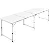 Ziaphsol Tavolo da campeggio pieghevole con 6 sgabelli, altezza regolabile 180 x 60 cm, telaio in alluminio e piano in MDF, pieghevole, portatile, per esterni, tenda, roulotte, camper, balcone, picnic