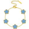Fimhut Bracciale placcato oro 18 carati con tocco italiano, braccialetto della fortuna, non sbiadisce, carino e squisito, gioiello alla moda con fiore portafortuna, regalo da donna, Bronzo, Senza