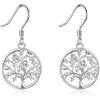 KINGWHYTE Orecchini a forma di albero della vita, da donna, in argento Sterling 925, con zirconi cubici, Yggdrasil, vita albero penzolare goccia gancio, orecchini per ragazze, figlie, sorelle