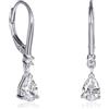 Diamond Treats Orecchini Pendenti Donna Argento 925 Rodiato con Zirconia Cubica Trasparente Goccia 6x8 mm e Monachella, Orecchini Effetto Diamante