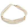 Avalaya Collana girocollo a tre file di perline di vetro bianco crema per balli, matrimoni, spose, feste, 38 cm di lunghezza, 4 cm di estensione, per collo più grande