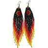Weavish Orecchini pendenti lunghi con perline - Boho Nativi fatti a mano con perline e nappe, orecchini bohémien grandi con perline pendenti da donna, Free size, c/z perline di vetro 11/0, c/z perline