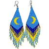 Weavish Orecchini pendenti lunghi con perline - Boho Nativi fatti a mano con perline e nappe, orecchini bohémien grandi con perline pendenti da donna, Free size, c/z perline di vetro 11/0, c/z perline