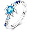 Hapour Anello a forma di tartaruga marina in argento Sterling S925 con pietre di zirconia cubica, gioiello alla moda, regalo per donne e adolescenti, misura 6-9, 9, Gemma, Zirconie sintetico