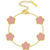 Fimhut Bracciale placcato oro 18 carati con tocco italiano, braccialetto della fortuna, non sbiadisce, carino e squisito, gioiello alla moda con fiore portafortuna, regalo da donna, Bronzo, Senza