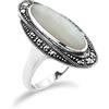 Gemondo madreperla Art Deco anello, argento Sterling 1.30 ct mop & marcasite cocktail anello in stile