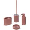 Inbagno Set Accessori Bagno 4 Pezzi Con Dispenser Sapone Liquido, Bicchiere Porta Spazzolini, Porta Saponetta E Porta Scopino WC In Poliresina Terracotta Della Linea Marica
