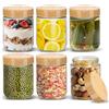 Occzin Meal Prep, 6 vasetti da 500 ml, Overnight Oats con coperchio in legno, barattoli per conserve con tappo a vite, contenitori in vetro per cereali, budini, marmellate, yogurt, inserti, contenitori in