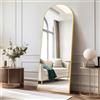 COFENY Specchio da Terra ad Arco, Specchio da Parete Grande con Cornice in Alluminio 150 x 40 cm, Specchio da Terra da Appoggiare o Appendere per Soggiorno, Camera da letto, Soggiorno, Ingresso, Oro