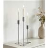 Filltown Set di 3 portacandele in argento con candelabri, 32/27/22 cm, portacandele in metallo decorativo vintage per camino, matrimoni, cene, compleanni, centri da tavolo, decorazioni per la casa