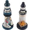 VOANZO 2 Pezzi Set di Decorazioni per fari in Legno in Stile mediterraneo Faro oceanico in Legno da 13 cm Piccole Statuette Decorative con veliero e Stelle Marine per Giardino di casa