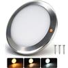 Obeaming 12V Lampada da Soffitto LED Camper 3 CCT 2700K/4000K/6000K Commutabile e Dimmerabile Plafoniera per Auto Caravan Barca Yacht, 180mm Montaggio Superficiale (Acciaio Inossidabile)