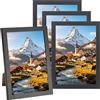 runxsam 4 Pz Cornice Foto 21 x 14.8 cm Nere, Piccole Cornici in Legno Vintage, set Cornici Foto da Parete in MDF per Esposizione a Parete, Tavolo, Soggiorno, Camera da Letto, Ufficio, Corridoio