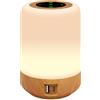salipt Lampada da Comodino Touch con 4 Porte di Ricarica USB-A e USB-C, Dimmerabile, Luci RGB a 8 Colori, 3 Modalità, Dimmerabile, Timer, Piccola Lampada da Tavolo per Cameretta o Camera da Letto