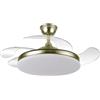 YATEK KALA Ventilatore da Soffitto LED Dorato, pale retrattili trasparenti, motore DC silenzioso, telecomando, luce dimmerabile 59 W, 6980 lm, 6 velocità, estate/inverno, Ø 107 cm