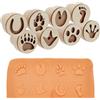 PH PandaHall Set di 8 Timbro per Argilla di Legno Naturale Timbro Rotondo A Forma di Zampa Piccolo Timbri con Impronta di Animale Timbri di Ceramica con Manico per Artigianato Argilla Ceramica 43x38mm