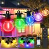 YIFMOO Catena di luci LED per esterni a corrente, bianco caldo e cambio colore, 15M 24 lampadine, 8 modalità catena di luci per esterni con telecomando, IP68 G40 catene luminose per interni, giardino