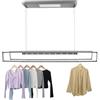 PattenlLevi Stendibiancheria Elettrico con Telecomando, Asta per Abiti 130-215cm, Max. 35kg Stendibiancheria Riscaldabile da Soffitto Sollevabile a Soffitto, 220V e 24W Illuminazione (Grigio)