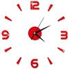 Tyenaza Adesivo Orologio da Parete, Orologio Adesivo da Parete 3D, Orologio da Parete Grande Senza Cornice Moderno Fai-Da-Te per Soggiorno, Casa, Ufficio, Decorazione Della Stanza (Rosso)