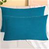SWJ-swjssb Copri Cuscini Velluto A Coste - Set di 2, Fodere Quadrato E Rettangolare, Copricuscino Elasticizzati con Cerniera, per Divano E Camera da Letto, Lavabili(Lapis Blue,35x55 cm Set of 2)