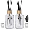 INFTYLE Set di 2 bottiglie di diffusore in vetro da 250 ml, vuote, trasparenti, decorative, con tappi e bastoncini, barattolo riutilizzabile per profumo