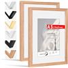 HIMEETIME® 2x Cornice A5 15x21 cm in legno massiccio di quercia con fronte in perspex, per esporre un'immagine di 10x15 cm con tappetino o 14.8x21 cm senza tappetino