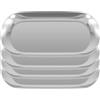 YUENPUN 4 vassoi ovali in acciaio inox color argento, 30 x 12 cm, a specchio, per gioielli, cosmetici, trucchi, piccoli oggetti, per organizzare e organizzare il bagno