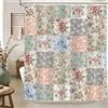 hometrixx Boho Tenda Doccia Vintage Fiori Patchwork 180x200 cm Cottage Retrò Rosa Floreale Poliestere Impermeabile Tenda Vasca da Bagno con 12 Ganci Lavabile in Lavatrice per Casa Hotel