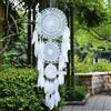 EasyBravo Acchiappasogni Extra Grande con 3 cerchi, Piume Bianche macramè da Appendere alla Parete per Matrimonio Vintage Home Decorazioni Cerchio 35 cm 110 cm di Lunghezza