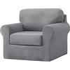 WJHDWYD Copridivano 1/2/3Posto, Copridivano in Velluto con fodera separata per schienale e federa per cuscino, Copridivani in Morbido Peluche per Divano Fodere per Mobili Moda(Grigio Chiaro,1 Posto)