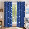 Deconovo Tende Oscuranti Termiche Isolanti con Stelle Stampate per Soggiorno e Camera da Letto Moderne Interni 2 Pezzi con Occhielli, 117x138 CM, Blu Elettronico