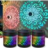 YUNFAN Solar-Powered Mandala Projector Light,Seven‑Color Changing Outdoor Decorative Projection Lamp,Metal Hollowed-Out Waterproof Solar Wall Art Lights,Auto On Off Fence Light for Yard Garden(3 PCS)