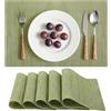 Euleryoo Set di 6 tovagliette in vinile lavabili, intrecciate, antiscivolo, resistenti al calore, per cucina, tavolo da pranzo, hotel, 30 x 45 cm (verde)