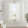 MIULEE Tende Voile Traspiranti Bianco per interni, Tende con Passanti Minimaliste a Colori Puri in Finto Lino 2 Pezzi per Soggiorni e Camere da Letto, 140×145cm