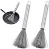 iTYOOS 2 spazzole in acciaio inox, manico lungo, argento, strumenti per la pulizia della cucina