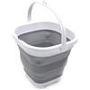 SAMMART 2.6Litri - Secchio pieghevole in plastica Super Mini Square, bacinella quadrata pieghevole, secchio per acqua portatile per pescare, vasetto per acqua da esterni salvaspazio grigio.