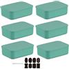 CNKHDZ Set di 6 contenitori con coperchio, contenitori impilabili con coperchio, contenitori in plastica, contenitori per scaffali, cucina, bagno (Verde, 25.5 * 18 * 7.7cm)