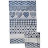 OM DOLCE CASA Strofinacci Asciughini Canovacci Set da 3 Pezzi Misura Maxi Cm 60x86 Tela Aida Ricamo Punto Croce Hobby Cucito Fondo Colore Ecru Variante Cuori Disponibile in 7 Colori Prodotto in Italia (Blu)
