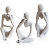 Zayookey 3 Pezzi Pensatore Scultura Resina Statua Decorative Casa Moderna Scultura Astratta per Libreria Ufficio Ornamenti Aoggiorno (Pensatore)