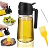 Ouxayapl Spruzzino Olio, 2 in 1 Oliera Spray, 470ml Nebulizzatore Olio, Spruzzatore Olio per Cucinare, Cuocere, Grigliare, Insalata, Friggitrice Aria (Nero)