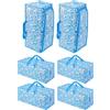 VENO Set da 6 Borse da trasloco extra large resistenti con cinghie da zaino, spostare oggetti, zip e manici resistenti, porta abiti, riutilizzabile e sostenibile (Brezza Primaverile, Set da 6)
