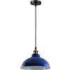LEDSone Lampadario a sospensione in stile vintage industriale retrò con paralume a cupola curvilineo blu reale E27 UK Holder