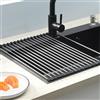 Generic Scolapiatti arrotolabile in acciaio inox per lavello, extra large, scaffale pieghevole per asciugare i piatti, portatile, multiuso, tappetino per lavello(18 Tubi Da 35 X 50 Cm)