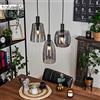 hofstein Lampada a sospensione Kenong, in metallo/vetro in colore nero/fumo, Lampada dal design retrò con paralumi in vetro (Ø12cm, 14cm;13,5cm), altezza massima 150cm, 3xE14, senza lampadina/e