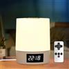 Hojalis Luce notturna a LED, ricaricabile tramite USB, lampada da comodino touch con orologio digitale, 3 colori di temperatura, regolazione continua e telecomando, lampada da tavolo portatile