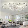 Caufloce Plafoniera Ventilatore LED, Dimmerabile Ventilatore Soffitto Con Luce E Telecomando, Lampadario Con Ventilatore Da Soffitto Per Camera 6 Velocità Alexa Per Salotto Caffetteria-Bianco Alexa