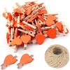 SKYPRO 25 mollette da bucato a forma di cuore in legno, multicolore piccole mollette con cuore, clip per foto a forma di cuore, piccole mollette da 3 cm