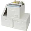 GRANNY SAYS Scatole portaoggetti bianche con coperchio, organizer per indumenti durevoli e contenitori con porta etichette, grandi scatole per organizzare accessori, bianco perla, confezione da 3